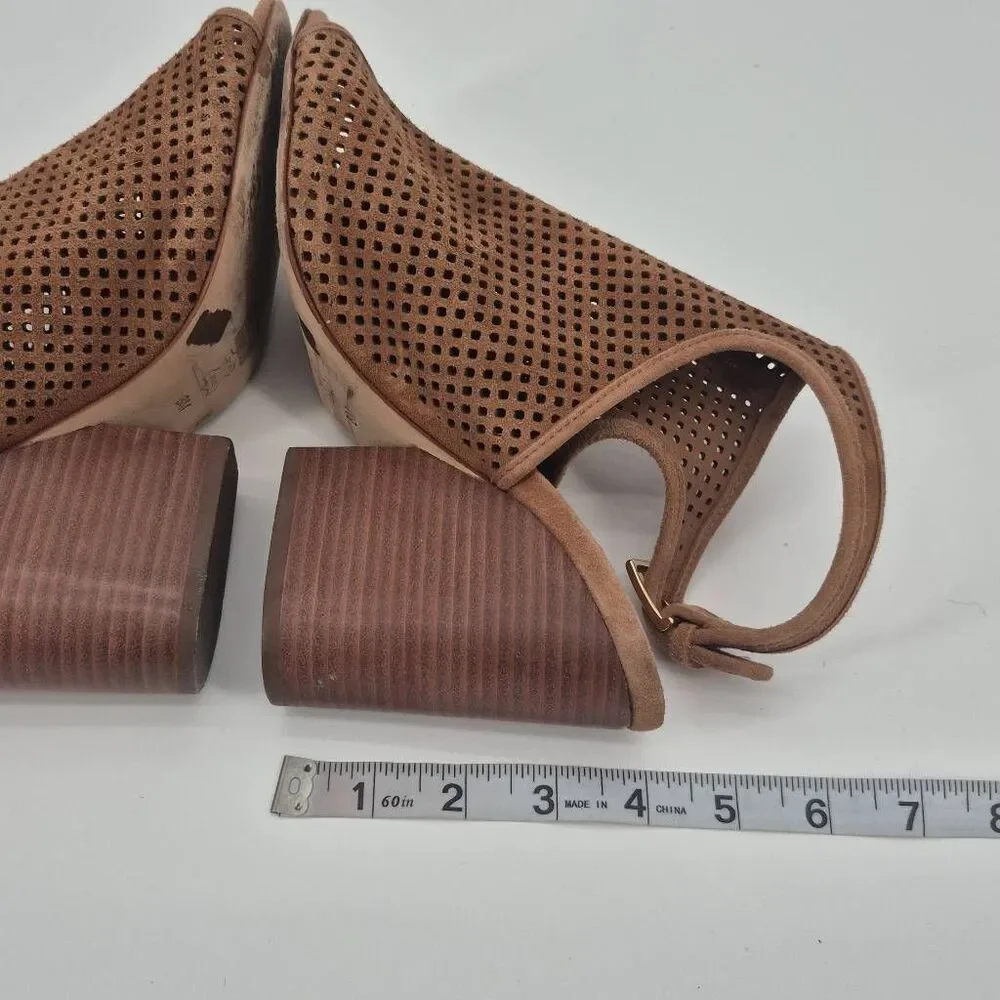 TORY BURCH Jesse Perforate Suede Heeled Sandals Size 8